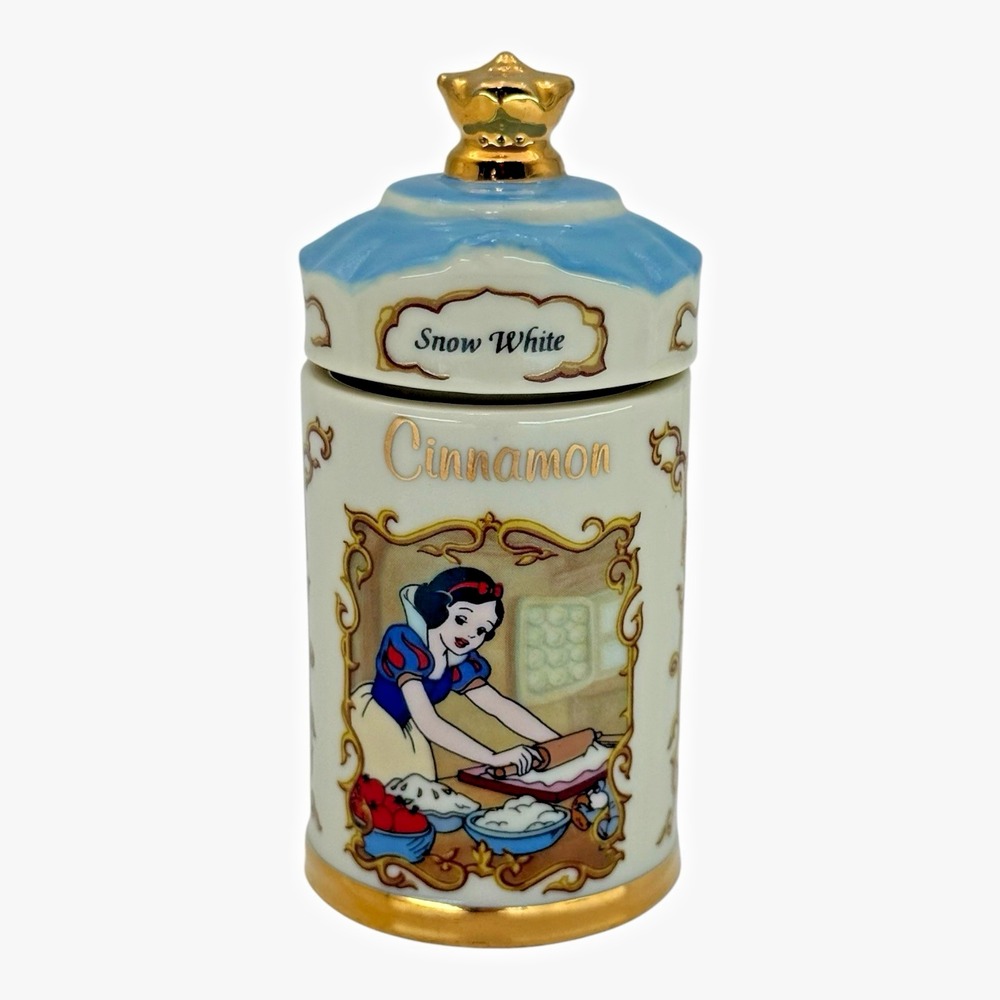 Lenox Spice Jar Disney Snow White Cinnamon Porcelain Canister Vintage 1995 Gold